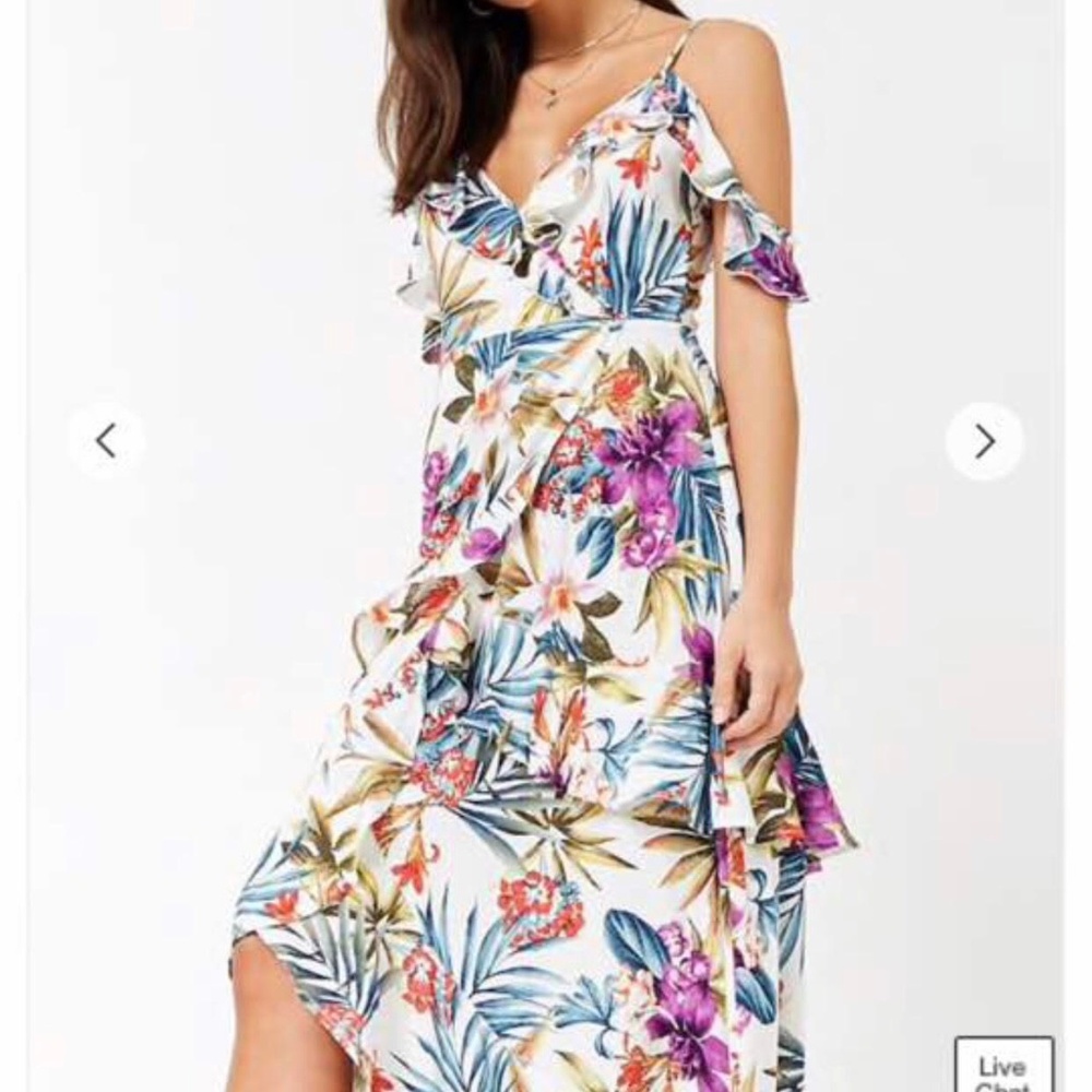 Tropical High-Low Wrap Maxi Dress